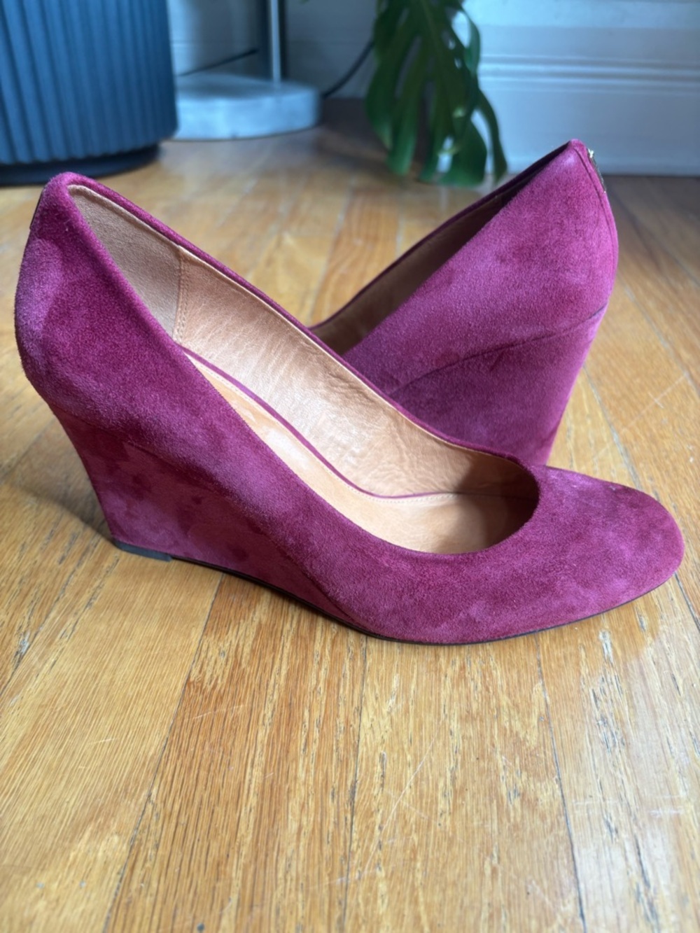 Coach Heels Purple Suede Wedge - Picture 2 of 11